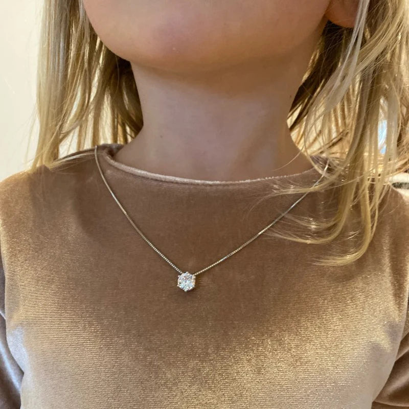Elara™ Sterling Silver Zircon Necklace – Elegant Sparkle for Every Occasion
