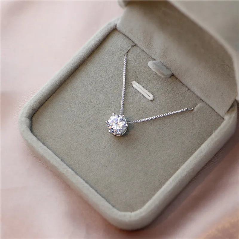 Elara™ Sterling Silver Zircon Necklace – Elegant Sparkle for Every Occasion